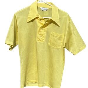 Vintage 70s Yellow Polyester Size Medium Damon brand Shirt